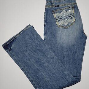 ADIKTD Women Faded Denim Blue Jeans with Embroidered Back Pockets Size 12 W32